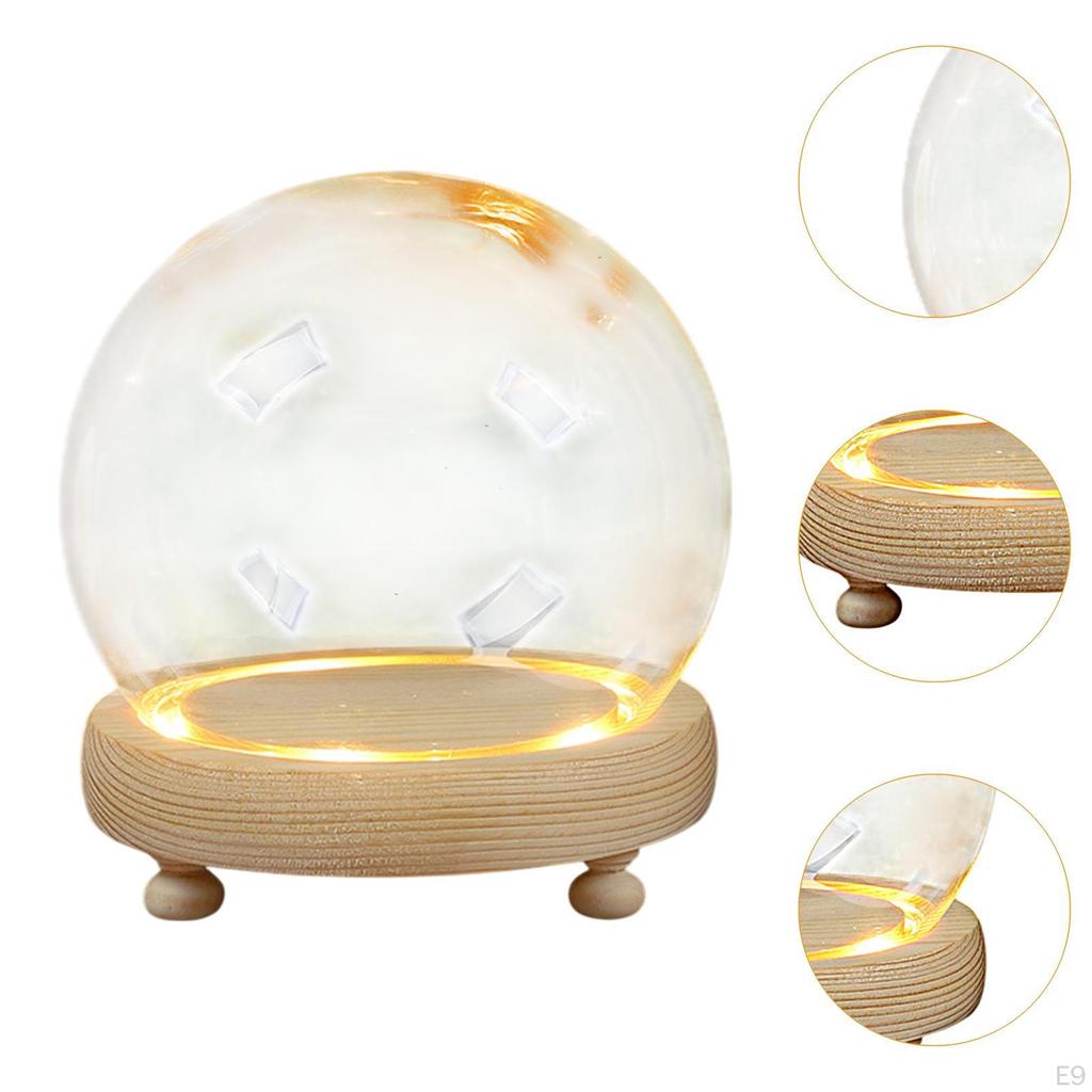 Display Dome with Base Bell Jar Case Transparent Cover Pedestal Ornament Dollhouse Accessory