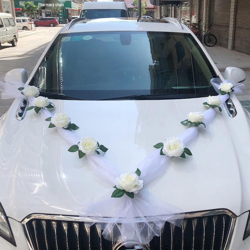 Свадебный автомобиль Украшение из цветов на капот - Креативный Эскорт Свадебный автомобиль Полный комплект
