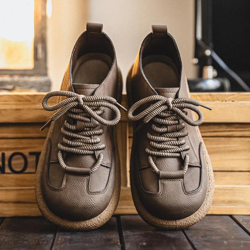 Мужская повседневная обувь Удобная Ретро Мужская кожаная повседневная обувь Мужская модная ретро обувь на плоской подошве для мужчин