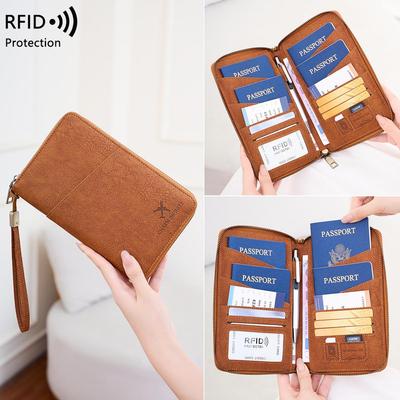Держатель для RFID-паспорта: Антимагнитный, на молнии, многофункциональный дорожный кошелек