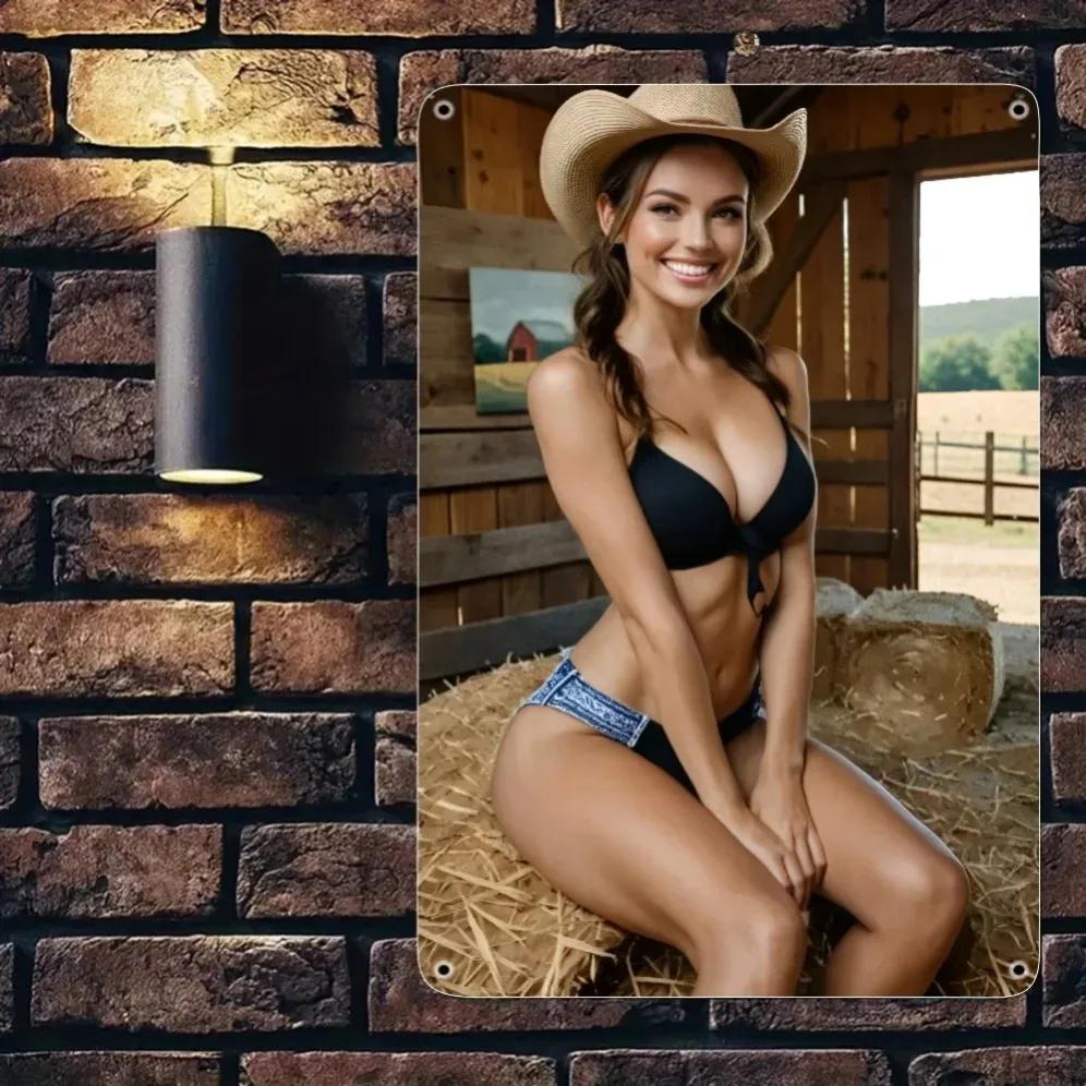 DORA Металлическая табличка GACK Винтажная x Дюйм Ковбой Металлическое настенное искусство Сельский Дом Металлическая табличка Наружный Декор