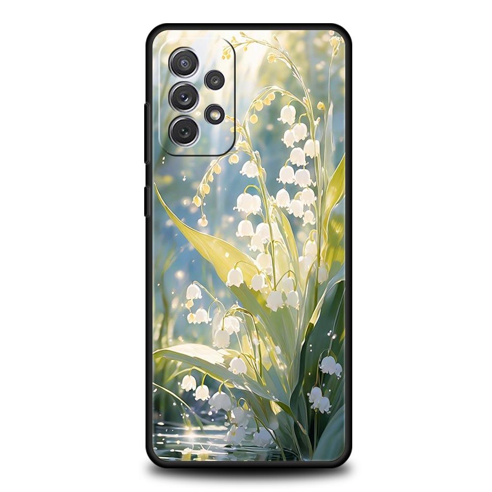 Прозрачный цветочный чехол для телефона Ландыш для Samsung Galaxy A55 A35 A15 A14 A13 A25 A54 A51 A71 A72 A73 A32 A52 A41 Мягкий ТПУ