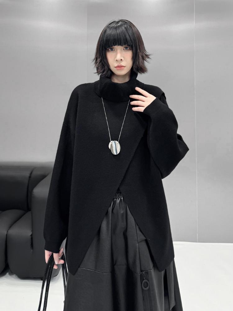 Xitao Повседневный однотонный свободный свитер с длинными рукавами GMM1048