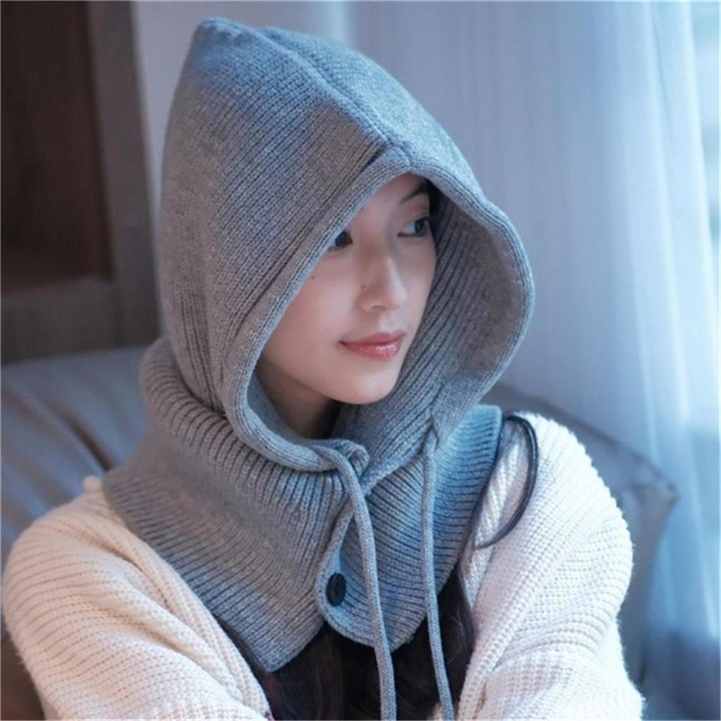 Взрослая ветрозащитная балаклава, съемный женский капюшон, регулируемый размер, теплая шапка для велоспорта, зимняя вязаная шапка-пуловер конфетного цвета для девочек