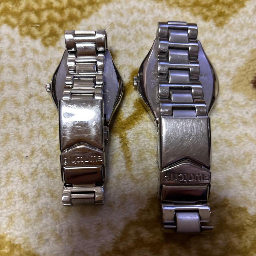 Б/у [Б/у товар] Часы Swatch красные нержавеющая сталь красный циферблат браслет пара