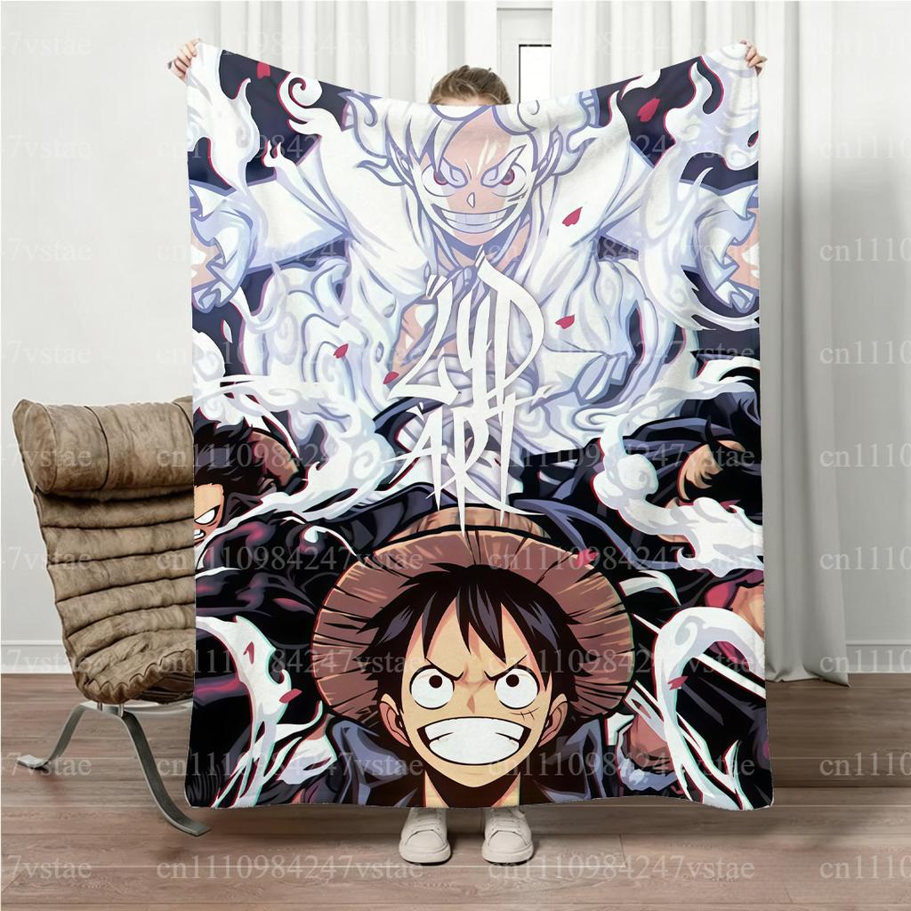 Плед Luffy Gear 5 Wanted Четыре сезона Родитель-ребенок Совместный Семейный Мягкий Фланелевый Плед для Дивана/Кровати Подарок