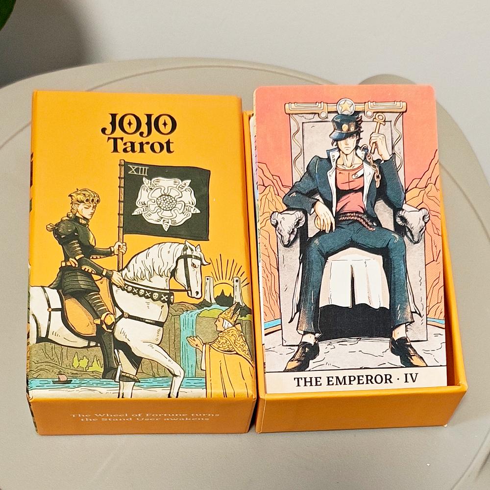 Колода карт Таро JOJO в жесткой коробке, 80 шт. Двусторонние тисненые аниме-карты Таро Колода Таро Bizarre Adventure 12x7 см