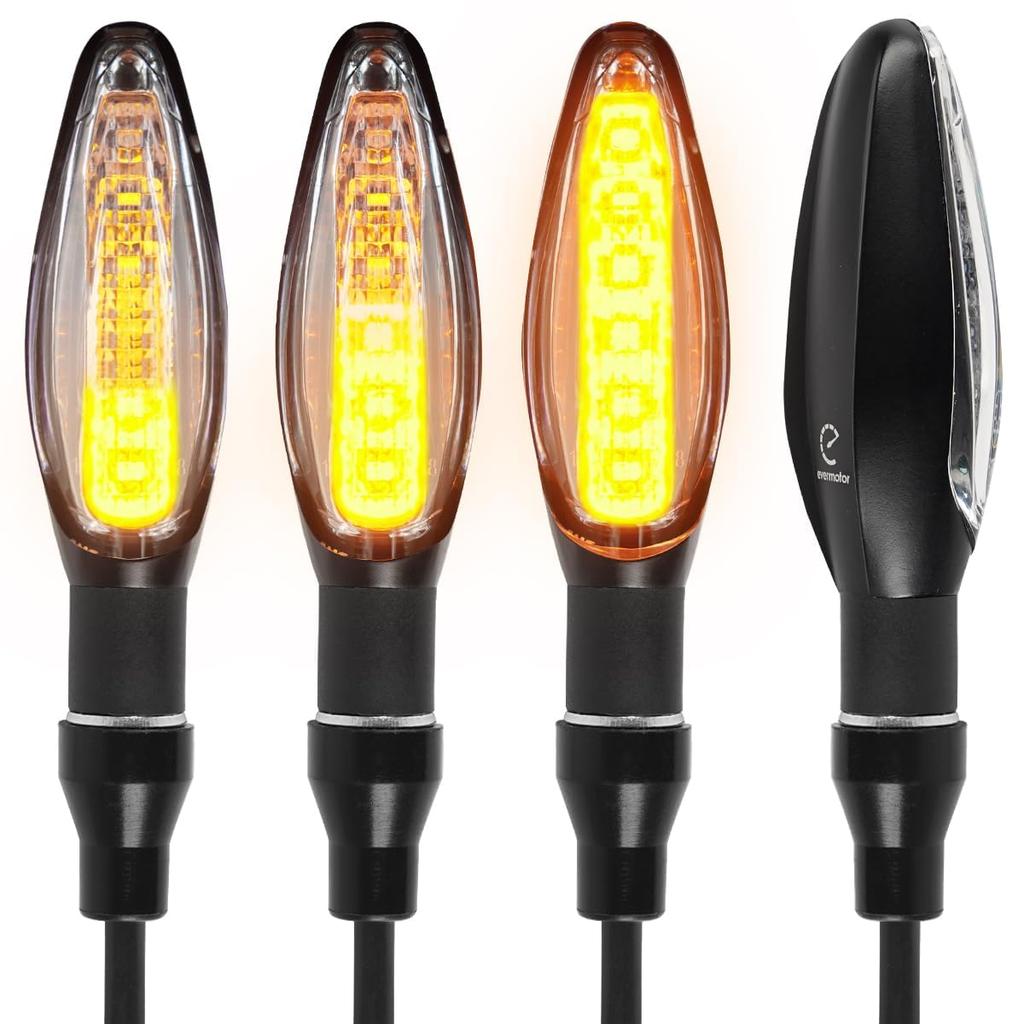 evermotor Указатели поворота для мотоцикла, плавные указатели поворота, светодиодные указатели поворота, мотоцикл, электровелосипед, 12 В, передние, задние, левые и правые, набор из 4 шт.