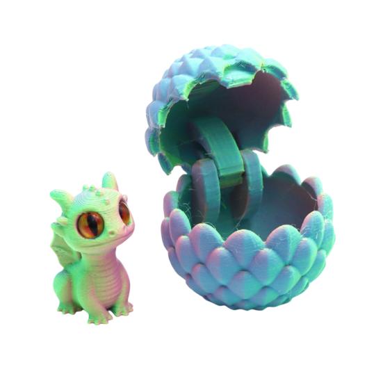 3D Printed Dragon Egg Ornament Mini Dragon Figurine Toy Desktop Dragon Egg with Miniature Dragon Inside Decoration