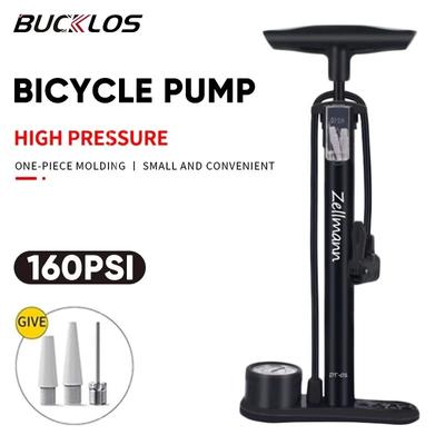 Велосипедный насос BUCKLOS, воздушный насос 160PSI с манометром, адаптер клапана Schrader Presta, ручной напольный насос высокого давления для велосипеда
