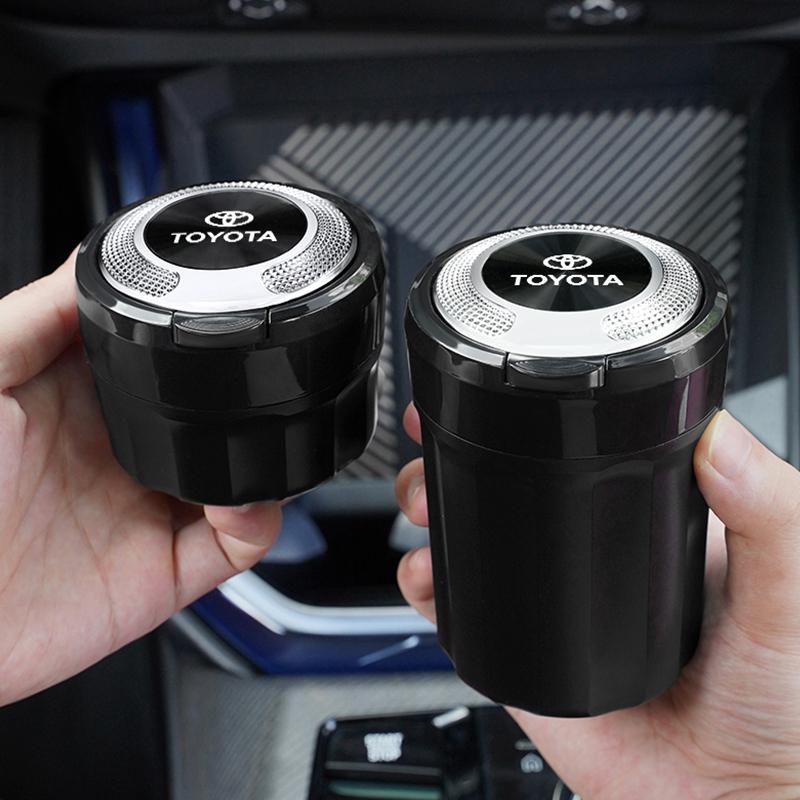 Car Ashtray LED Light Portable Cigarette Cigar Ash Cup Keyring For Toyota 86 Corolla Yaris Aygo CHR Camry Prius RAV4 Prado Hilux