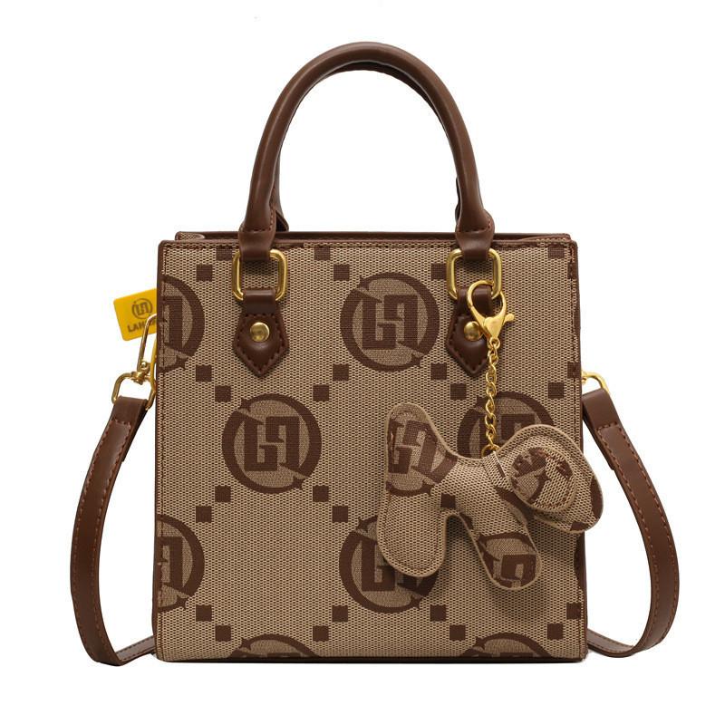 IELGY Women's Canvas Bag, Shoulder Crossbody Textured Portable Small Square Bag