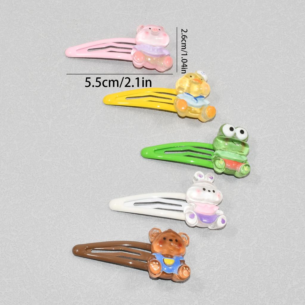 5Pcs/Set Candy Colors BB Brand Side Clips For Children Cute Cartoon Animal Shape Girls Hair Clip Water Drop Hair Accessories