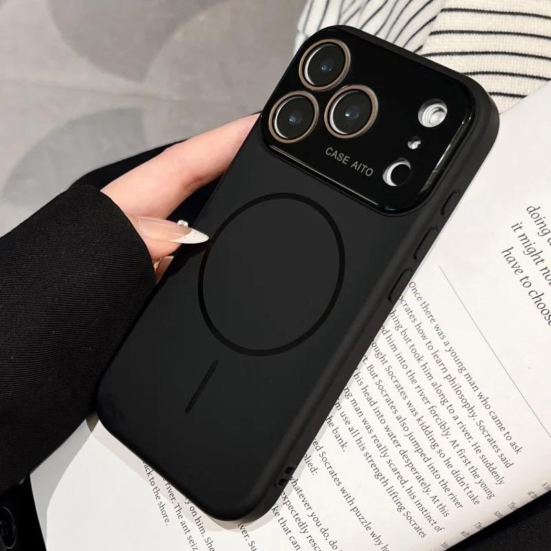 Роскошный Жидкий Магнитный Чехол-Кристалл для Линзы Magsafe для iPhone 17 Pro Max Air 16 15 14 13 12 Беспроводная Зарядка Мягкое Гладкое Покрытие