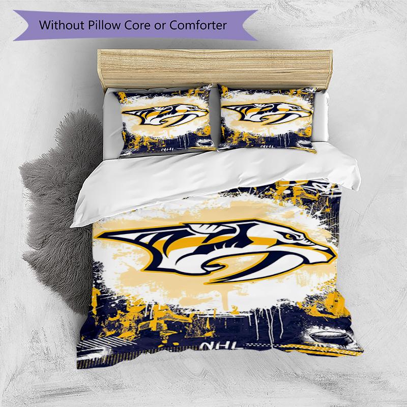 Nashville Predators Themed Bedding 3Pcs Duvet Cover Set Decorative Bed Linen For Teen Room Home Decoration