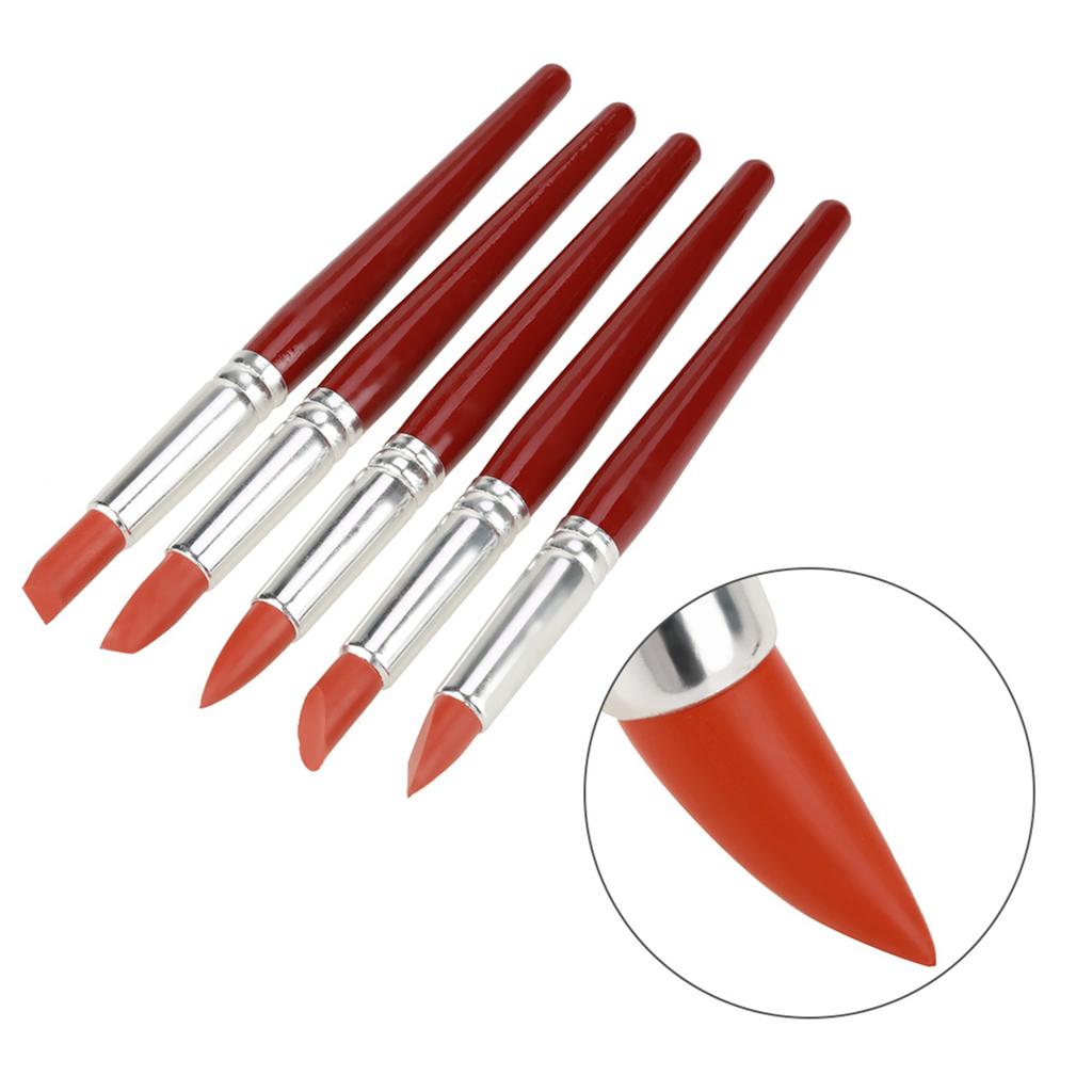 5pcs Red Large sized Rubber Tip Paint for Clay Sculpture Pottery Shaping Carving Tool