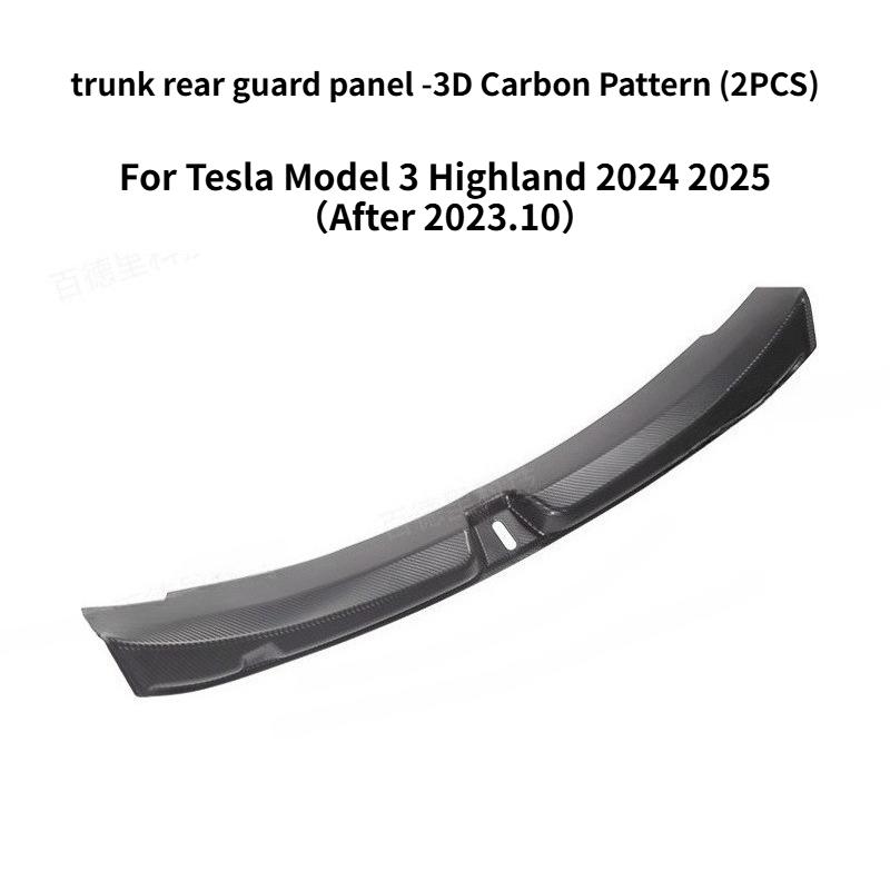 Trunk Threshold Strip for Tesla New Model 3 Highland 2024 2025 3D Carbon Pattern Back Sill Anti Scratch Protection Accessories