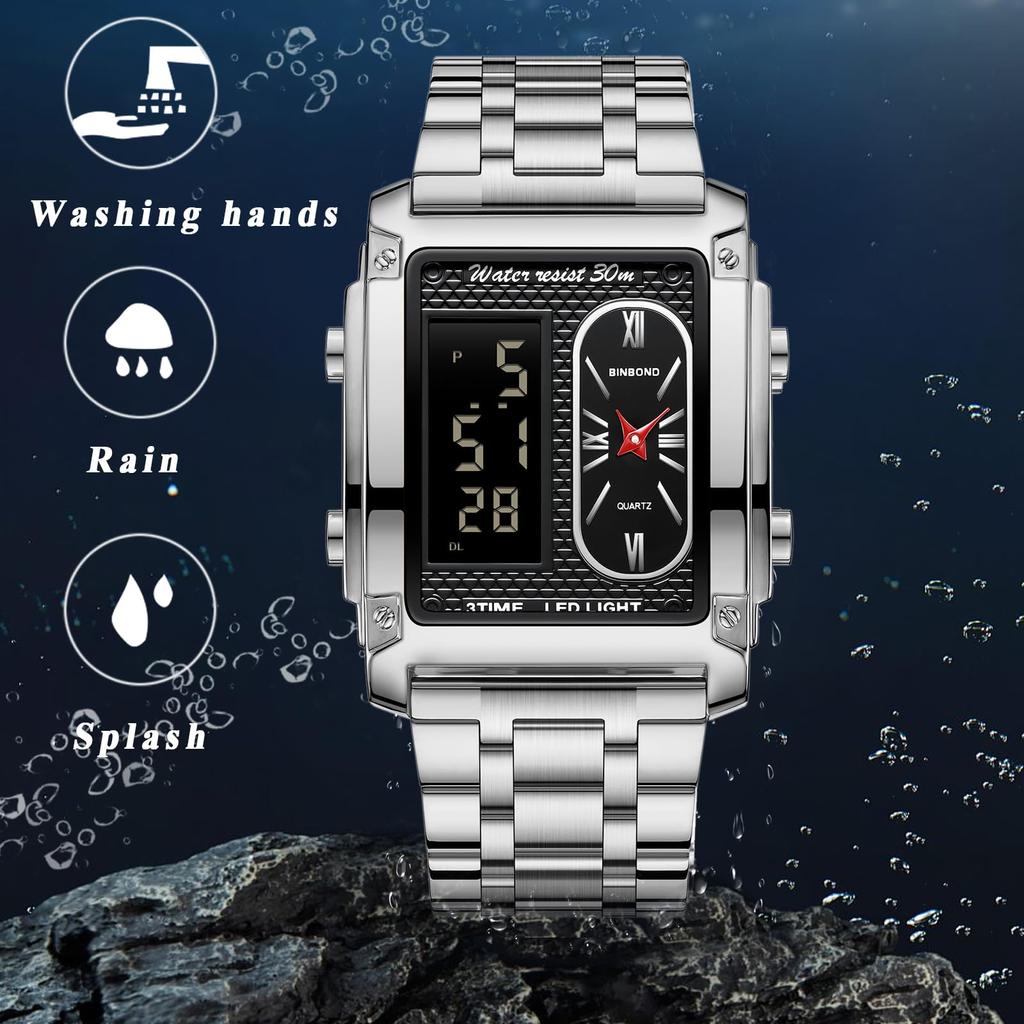 Stainless Steel Waterproof Rome Analog Calendar World Time Luminous Day of the Week Alarm Chronograph Quartz Watch Accessories Birthday Anniversary
