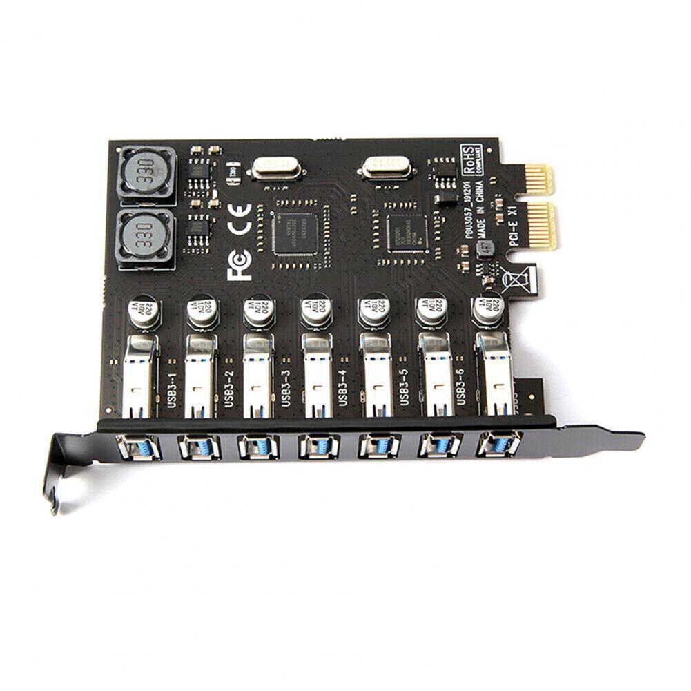 7-Port PCI-E to USB 3.0 Adapter Card for Desktop - No External Power Required, NEC Chip
