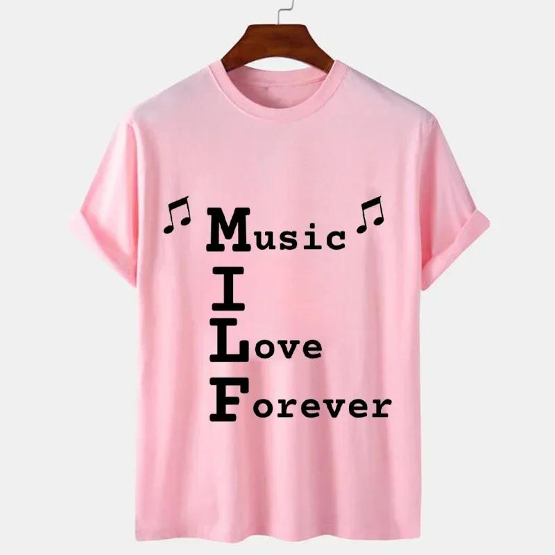 2023 Мужская футболка MILF Music I Love Forever с коротким рукавом Мужская свободная футболка Мужская лучшая брендовая новая мужская футболка с коротким рукавом