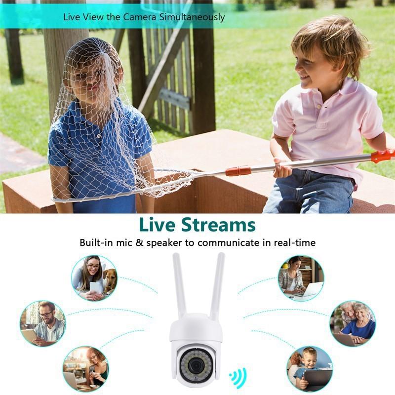 5Ghz&2.4Ghz Alexa Google Assistant WiFi Surveillance 2MP Outdoor Panoramic Camera IP66 Waterproof Camcorder IR Night Vision Ip Camera