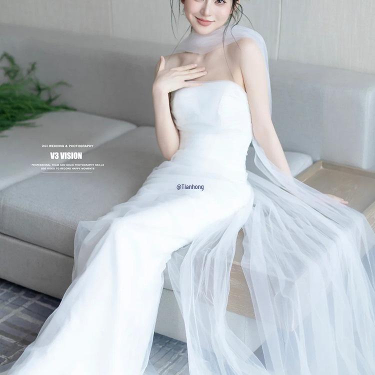 Шелковая свадебная фата и шарф для фотосессии невесты