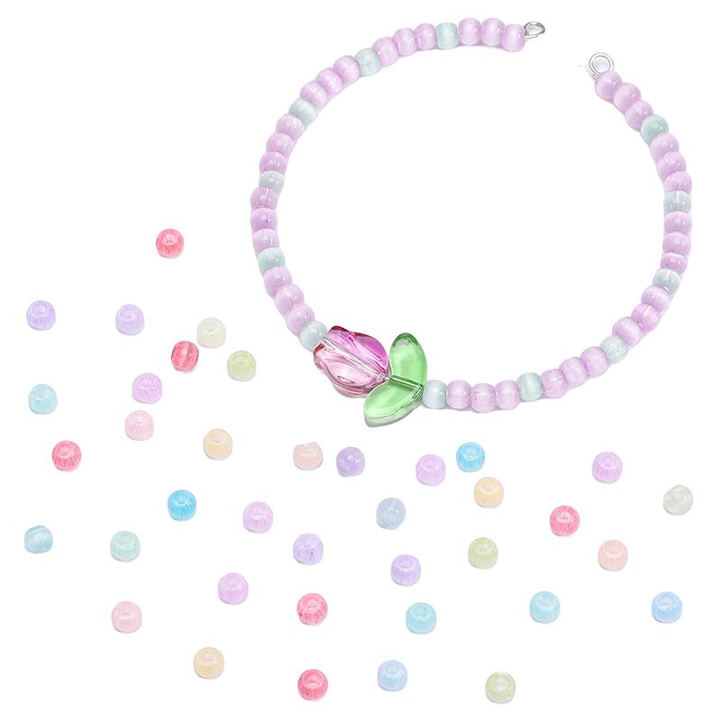 Стеклянные бусины-рис 4 мм с эффектом кошачьего глаза, разных цветов для изготовления украшений своими руками