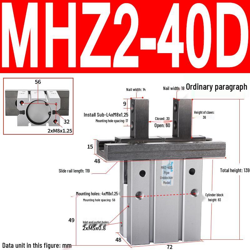 MHZL2 Pneumatic Finger Cylinder Parallel Manipulator Gripper MHZ2/HFZ Series