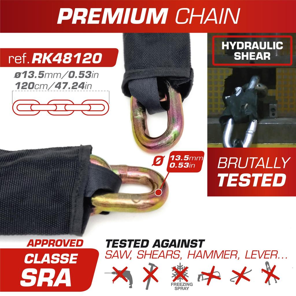 RADIKAL RK48120 Bike Chain Mini U Padlock SRA High Security Approved Anti-Theft ø13.5 + ø18,