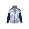 Contrast Panel Hooded Windbreaker Jacket With Logo Men Jacket Silver DD2886-095