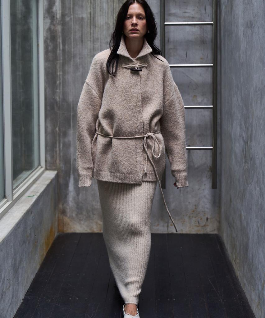 GRIDAJ Wool Blending String Jacket-Style Cardigan_Beige