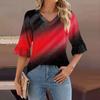 Женский повседневный топ с рукавами 3/4, летняя футболка с v-образным вырезом и пышными рукавами