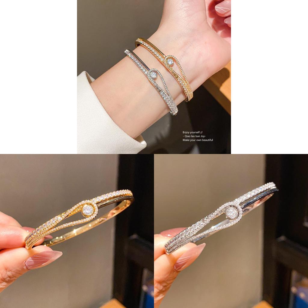 Минималистичный браслет-браслет с цирконом для женщин, ювелирное изделие с позолоченной медью