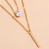 European & American Teardrop Rhinestone Pendant Necklace - Double Layer Long Stick Design