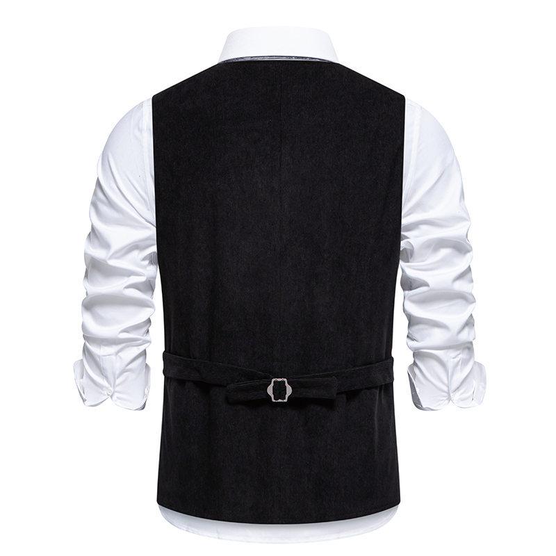 Мужская осенне-зимняя мужская мода, однобортный жилет с вышивкой в тон, вельветовый жилет для мужчин