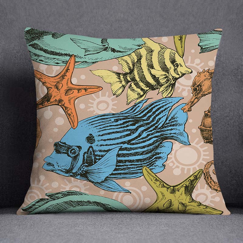 Наволочка с изображением морского животного и русалки, украшение для дома, квадратная наволочка, украшение для дома и офиса, наволочка