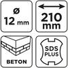 Wiertło do betonu SDS Plus z podwójną spiralą 12 x 210 mm