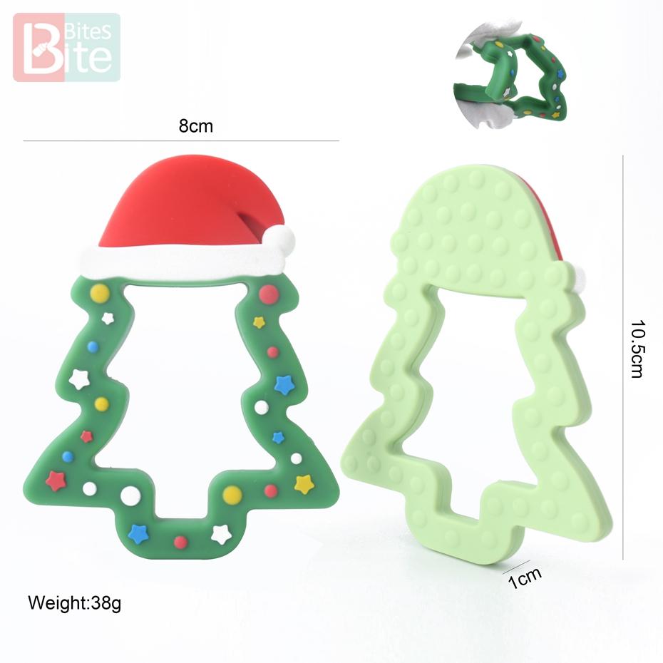 Bite Bites 1Pc Silicone Teether Christmas Gifts Tree Snowflake Pacifier Chain Making Food Grade Silicone Sika Deer Baby Teether
