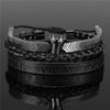 European and American retro crown woven bracelet, Roman letter stainless steel mesh open bracelet set three pieces men