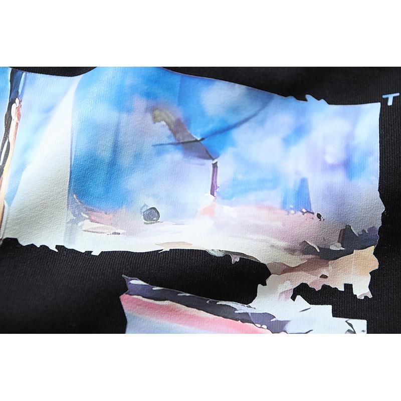 Off-White 2025 Autumn and Winter New OW Monet Oil Painting Arrow Print Men's and Women's Hooded Sweatshirt Sweatshirt