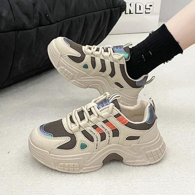 Спортивная обувь на толстой подошве с цветными блоками Новая универсальная и модная повседневная обувь на плоской подошве с противоскользящей вулканизированной подошвой для ежедневного использования
