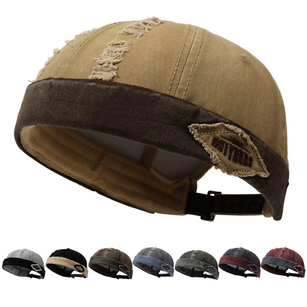 Broken Hole Melon Skin Hat Streetwear Skullcap Casual Hip Hop Cap Outdoor