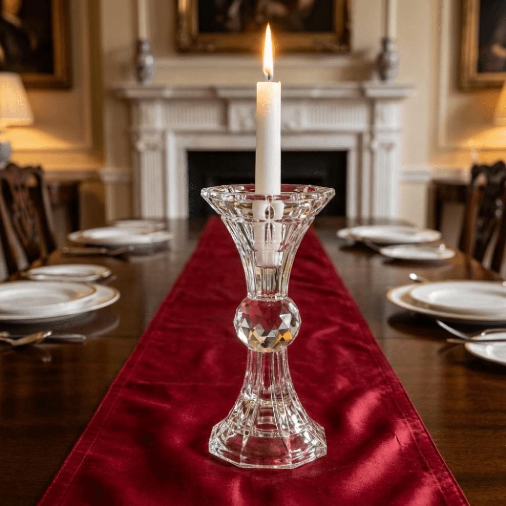 High Footed French Transparent Candle Holder Vintage Tabletop Candle Holder Dining Room