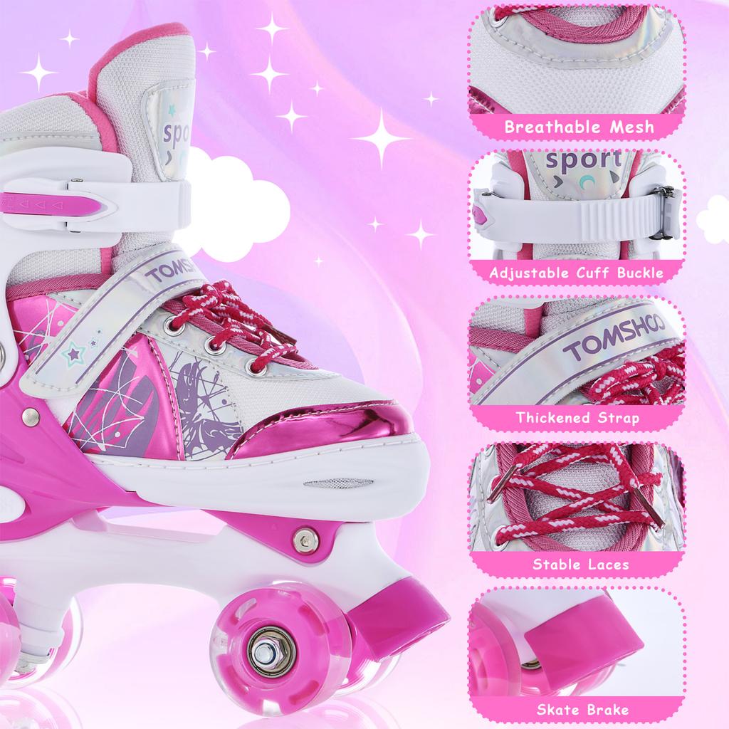 Roller Skates for Kids 4 Size for Children of Different Ages Adjustable Light Up LED Luminous Wheels