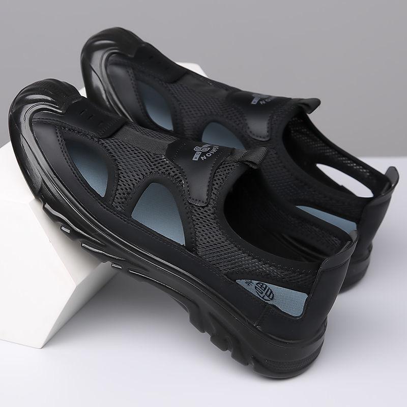 Fashion Summer Breathable Men's Bag Head Sandals Mesh Hollow Hole Shoes Outdoor Lightweight Non-slip Sports Leisure Beach Shoes