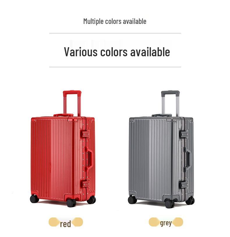 24-Inch Trendy Aluminum Frame Suitcase with Universal Wheels & Password Lock for Students