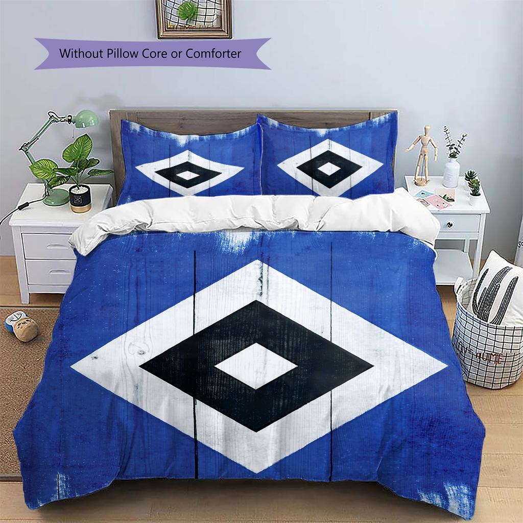 Постельное белье с узором Гамбургер SV Домашний Декор Подарок на День Рождения (1 пододеяльник + 2 наволочки, без наполнителя)