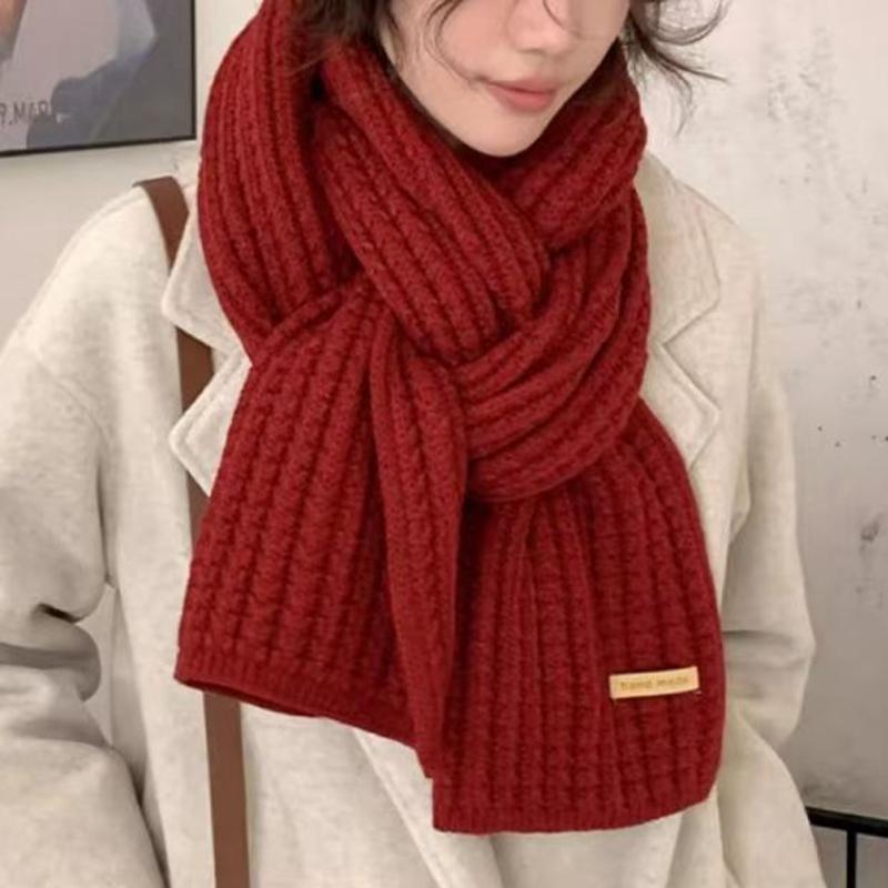 Thickening Warm Knitting Scarf Men Women Neck Cover Riding Bibwinter Thermal Neck Warmer Skiing Scarf Christmas Gift Red Scarves