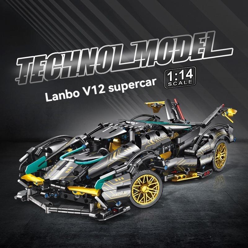 Нетоксичный 1:14 Технических Строительных Блоков Гиперкар Гоночный Автомобиль Креативная Модель Сборный Транспортный Средство Кирпичики Игрушка Подарок на День Рождения Рождество Хэллоуин