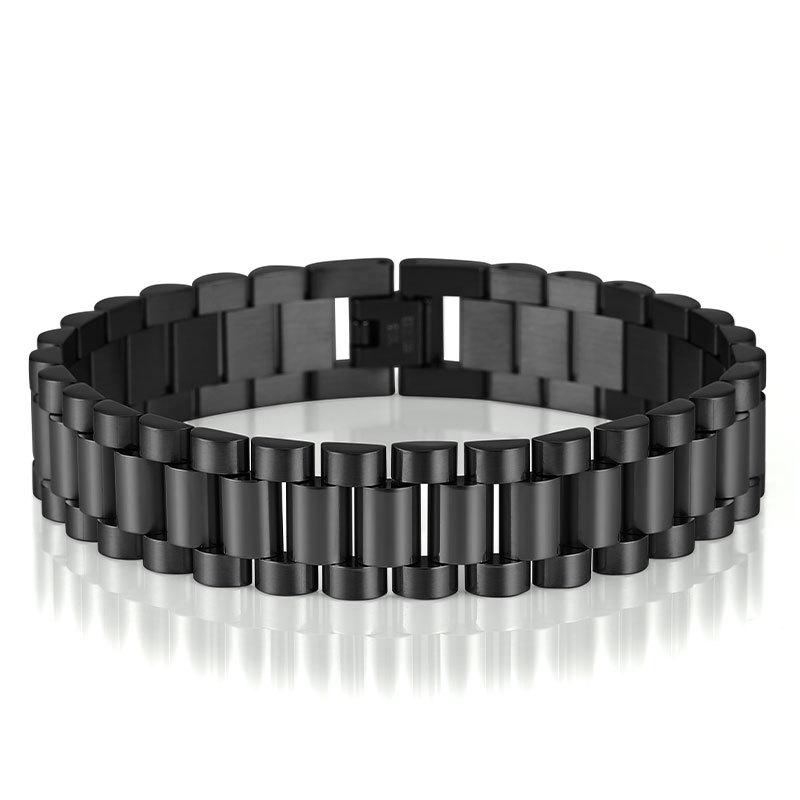 Мужской браслет для часов из нержавеющей стали золотого цвета, 15 мм - Регулируемые украшения из титановой стали